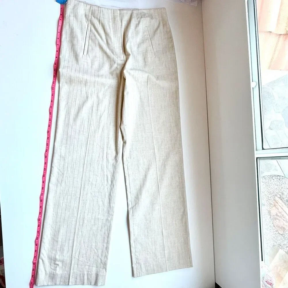 NWT Veronica Breard Jude stripe cotton blend pants in ivory with gold stripes Si - Picture 15 of 16